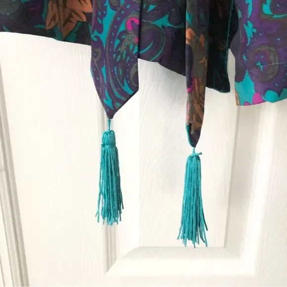 Victoria's Secret Vintage Gold Label Long Robe Tassel Tie Jacquard Trim Medium - Picture 6 of 13